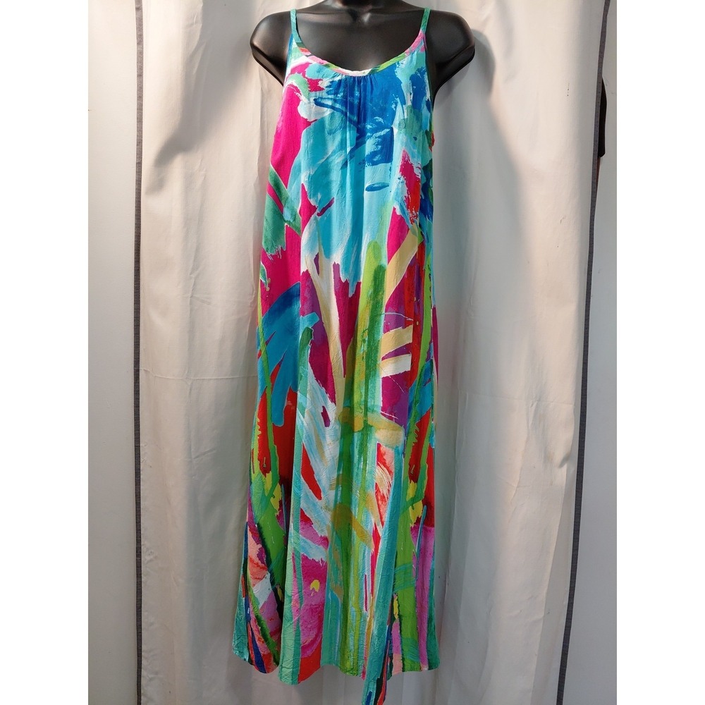 Jams World Fire Garden Maxi Dress Womens Small Garden Tropical Watercolor Resort